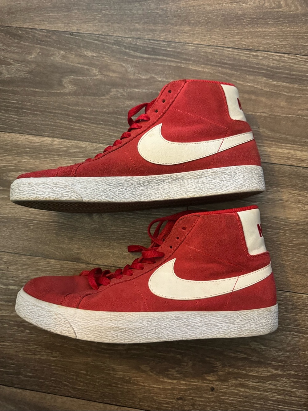 Vintage Nike Red High-Top Sneakers with White Swoosh Accent